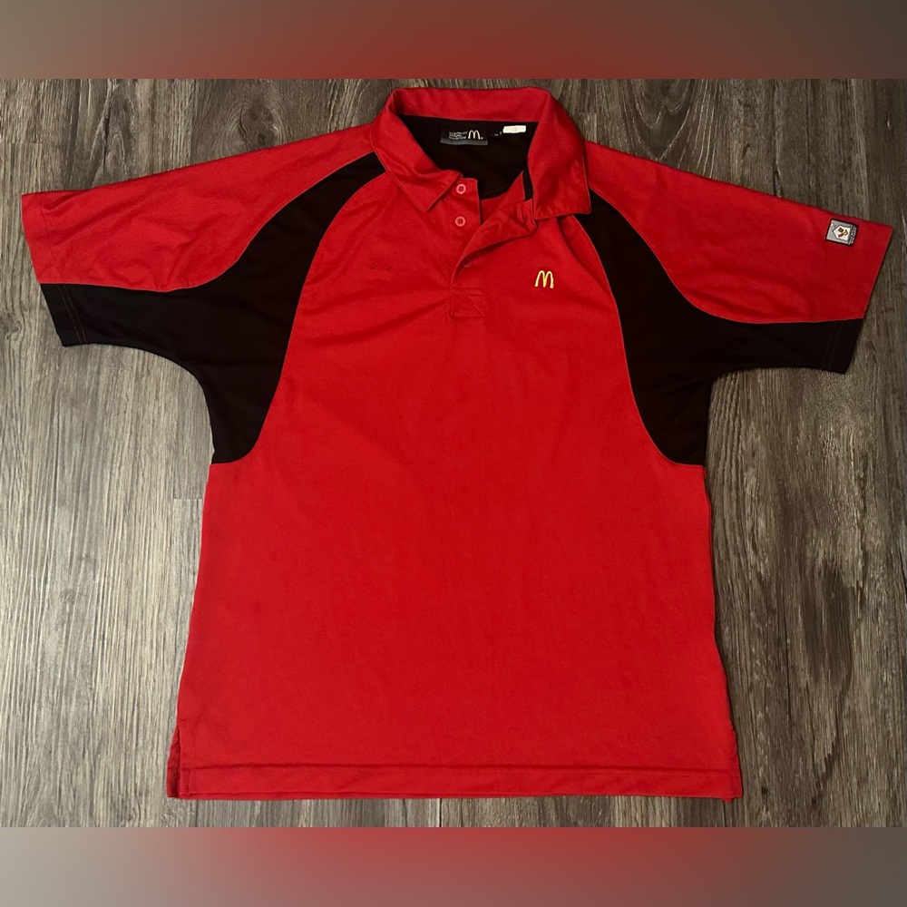 Men’s McDonald’s Employee Red/Black Performance Short Sleeve Polo - Medium